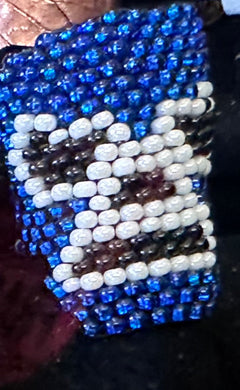 Huichol  beaded blue demon ring