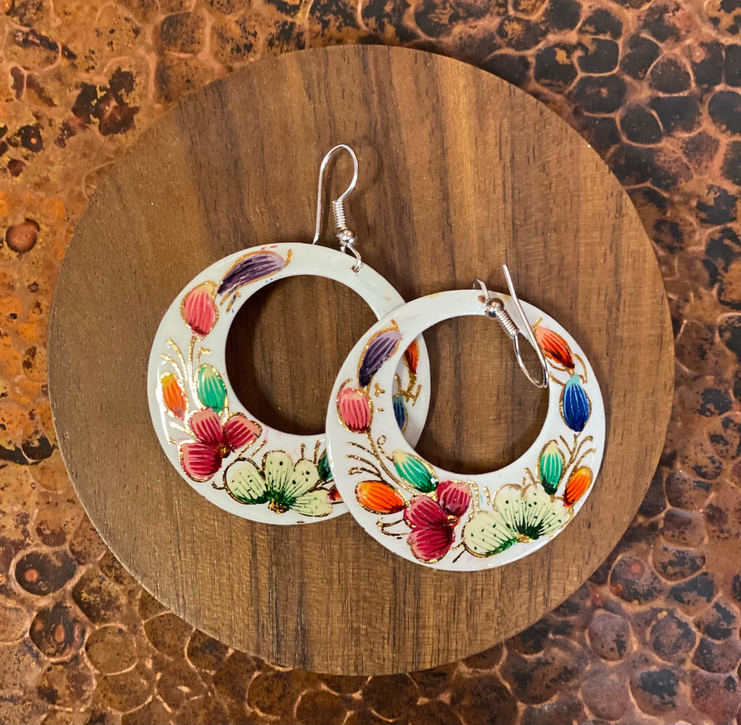Sm copper earrings (floral)