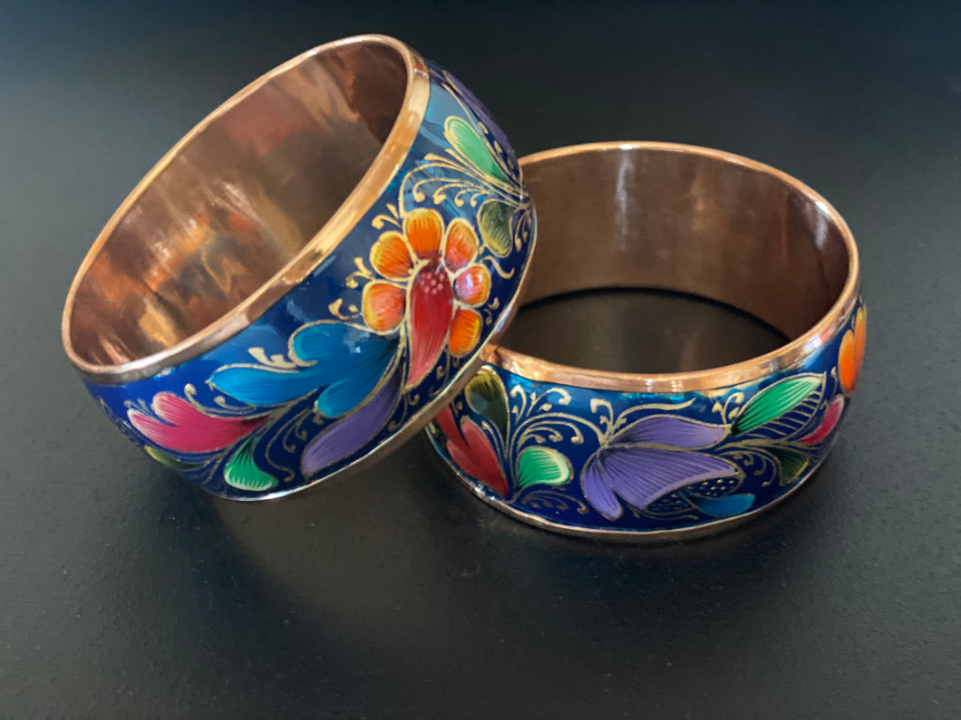 Blue copper bracelet (floral)