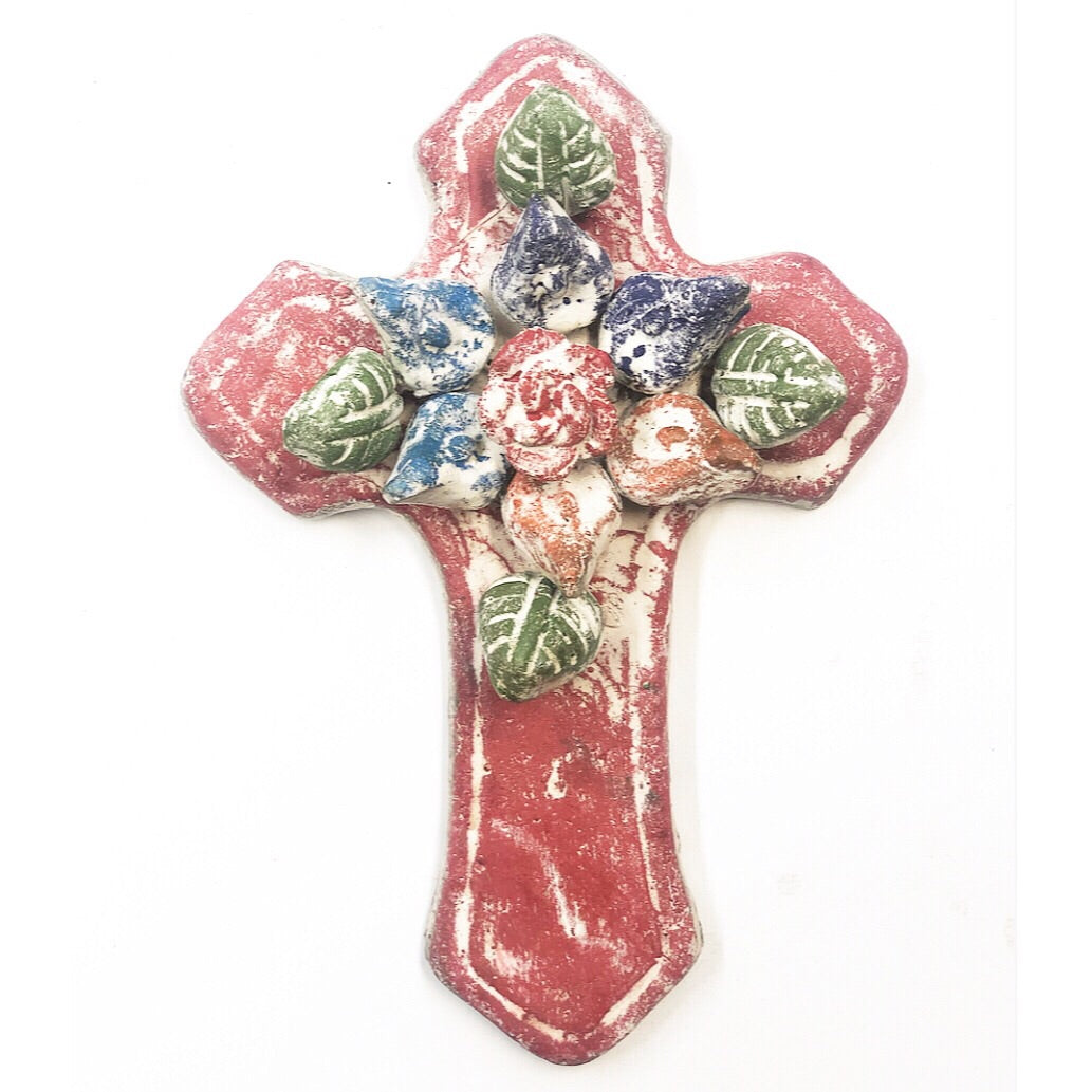 Washed clay cross (red)