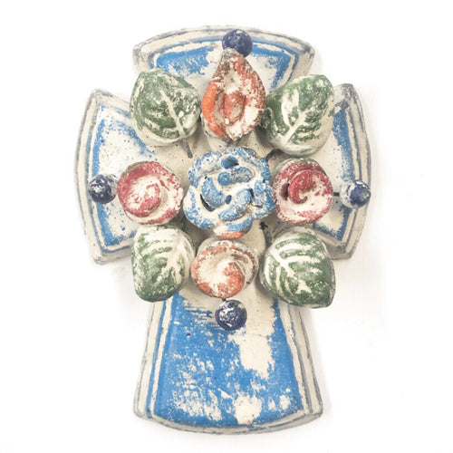 Washed clay cross (light blue)