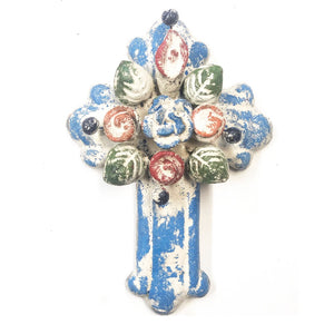 Washed clay cross (light blue)