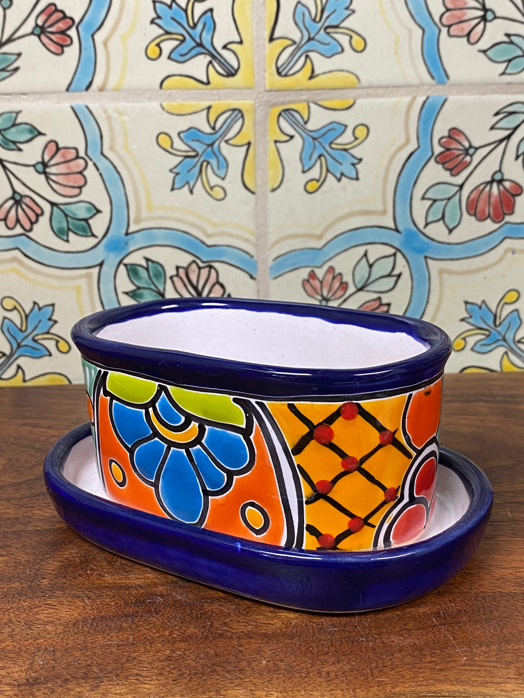 oval plant pot Small oval planters w/ spill plate. – Gonz decorations