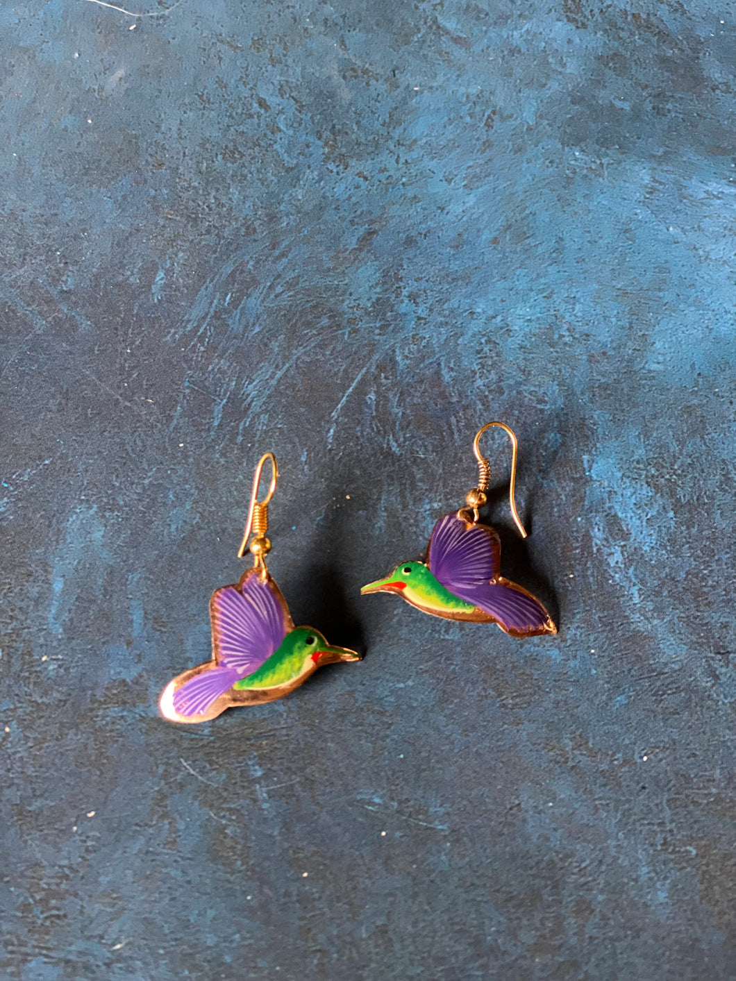 Copper colibrí earrings