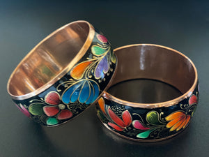 Black copper bracelet (floral)
