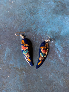 Copper feather earrings
