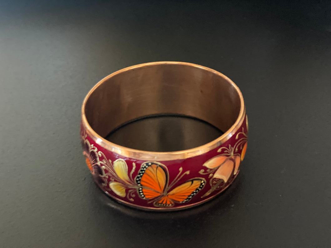 Red copper bracelet (autumn butterfly)
