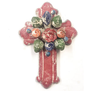 Washed clay cross (red)