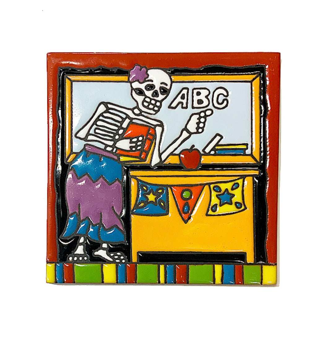Day of the dead teacher tile 6x6